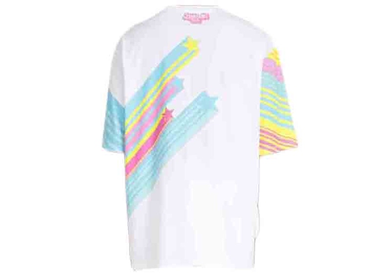 Balmain x Barbie - Oversized Cotton T-shirt Multicolor with Pink Balmain Logo Print