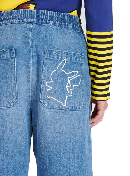 Balmain x Pokemon Nylon Cargo Jeans Blue