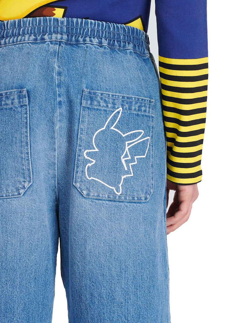 Balmain x Pokemon Nylon Cargo Jeans Blue