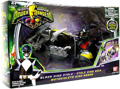 Bandai America Power Rangers Mighty Morphin Black Dino Cycle Action Figure Set