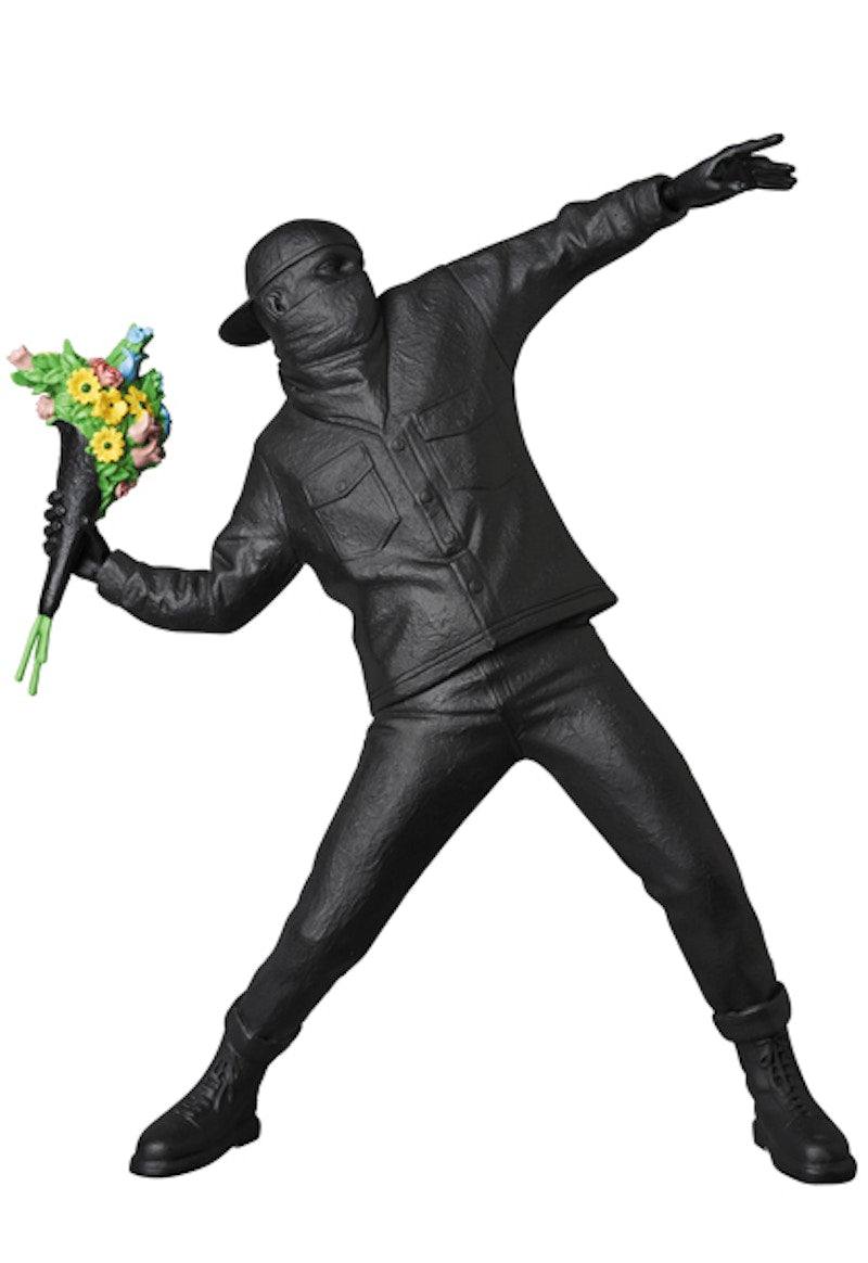 Banksy Brandalism Flower Bomber Figure Gesso Black