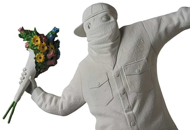 Banksy Brandalism Flower Bomber Figure Gesso White