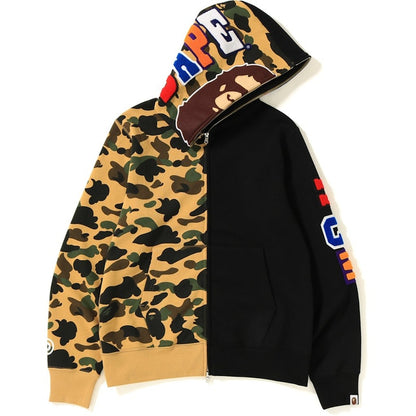 BAPE 1st Camo 2nd Ape Shark Half Full Zip Hoodie Black/Yellow