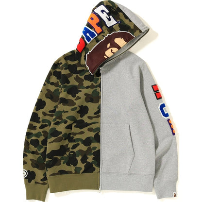 BAPE 1st Camo 2nd Ape Shark Half Full Zip Hoodie Grey/Green