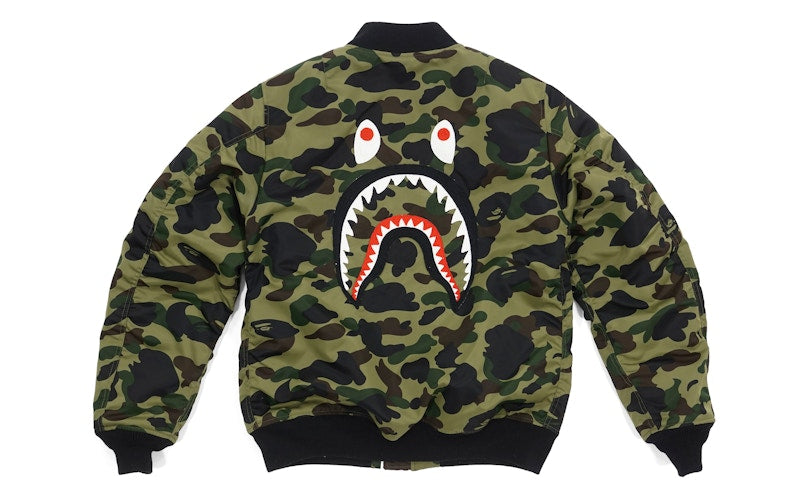 BAPE 1st Camo Back Shark MA1 Jacket Green