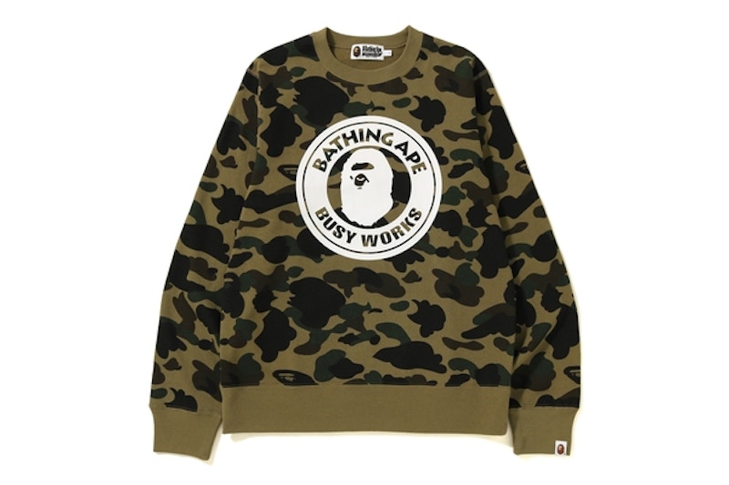 BAPE 1st Camo Busy Works Crewneck Green