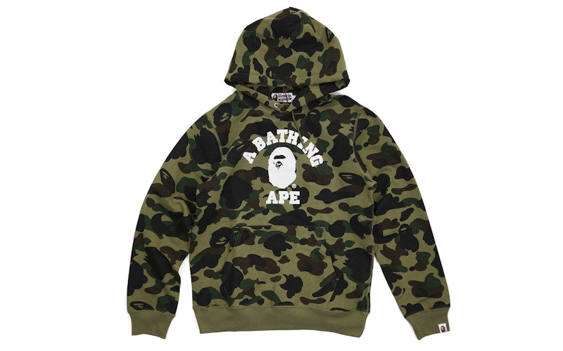 BAPE 1st Camo College Logo ATS Pullover Hoodie Green