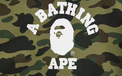 BAPE 1st Camo College Logo Pullover Hoodie Green