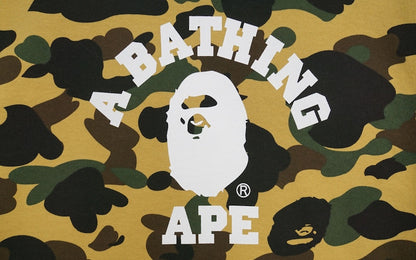 BAPE 1st Camo College Logo Pullover Hoodie Yellow