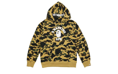 BAPE 1st Camo College Logo Pullover Hoodie Yellow
