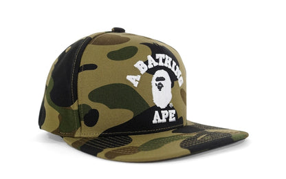 BAPE 1st Camo College Logo Snapback Green