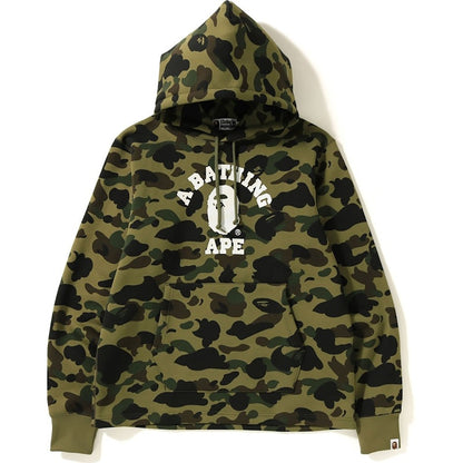 BAPE 1st Camo College Wide Pullover Hoodie Green