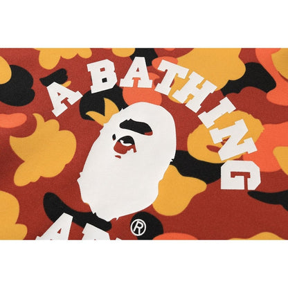 BAPE 1st Camo College Wide Pullover Hoodie Orange