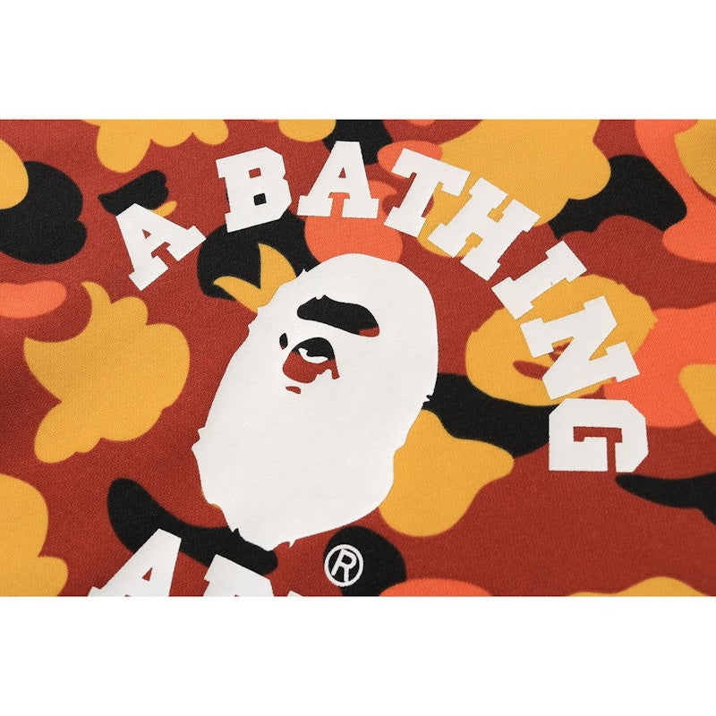BAPE 1st Camo College Wide Pullover Hoodie Orange