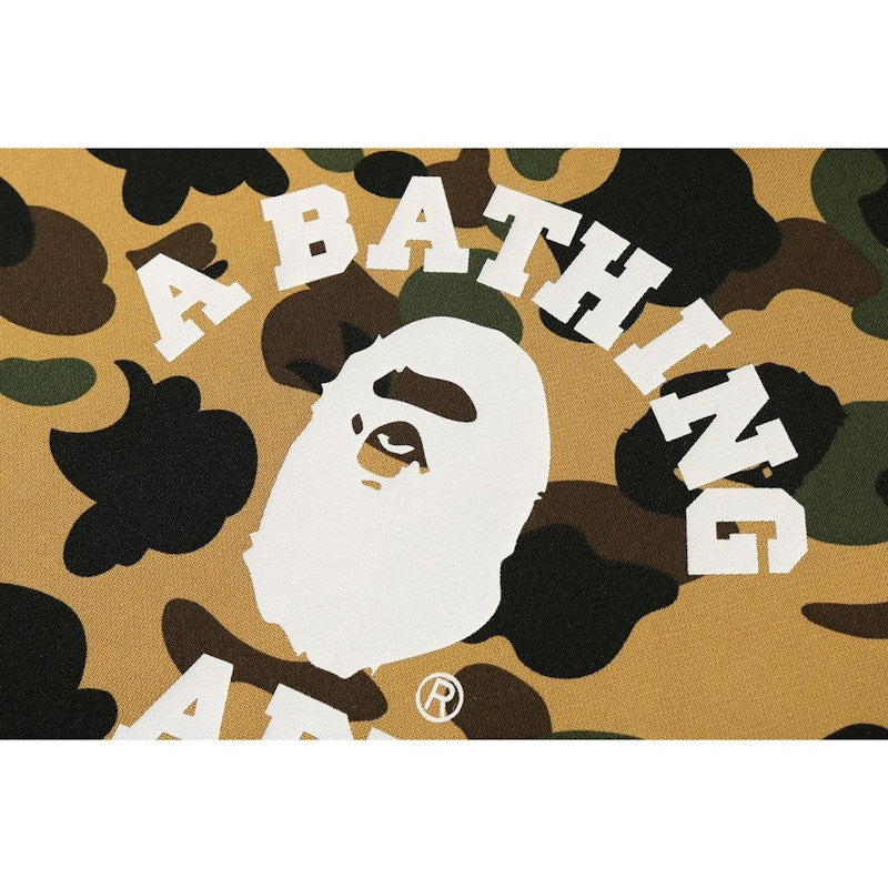 BAPE 1st Camo College Wide Pullover Hoodie Yellow