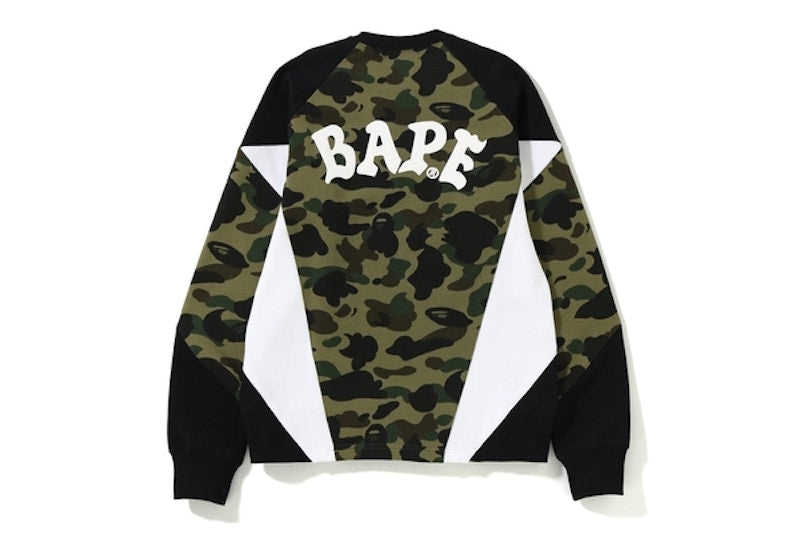 BAPE 1st Camo Color Block Crewneck Green