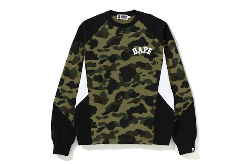 BAPE 1st Camo Color Block Crewneck Green