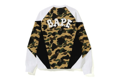 BAPE 1st Camo Color Block Crewneck Yellow