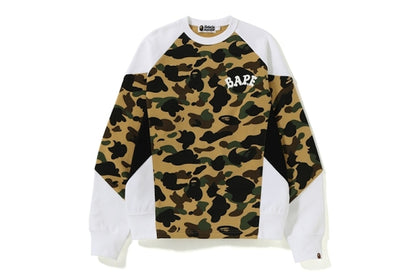 BAPE 1st Camo Color Block Crewneck Yellow