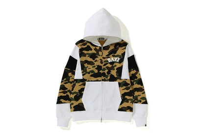 BAPE 1st Camo Color Block Full Zip Hoodie Yellow