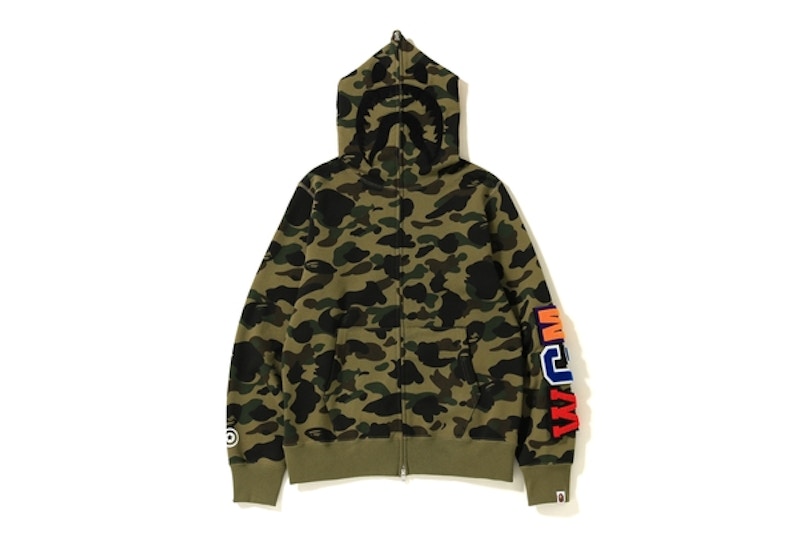 BAPE 1st Camo Detachable Shark Hoodie Green
