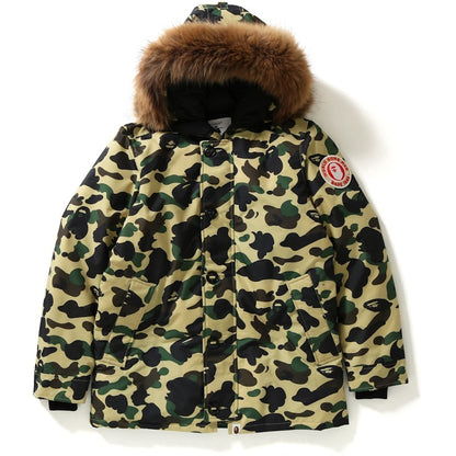 BAPE 1st Camo Fur Down Hoodie Jacket Jacket Yellow