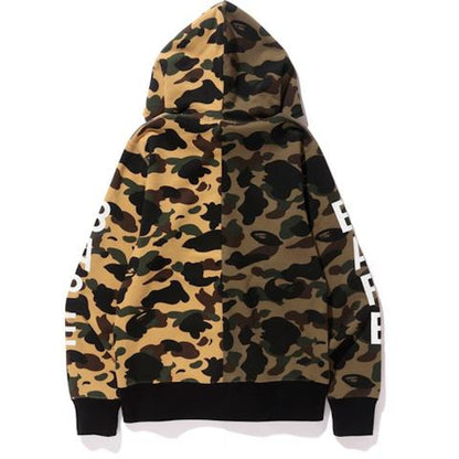 BAPE 1st Camo Half Full Zip Hoodie Green/Yellow