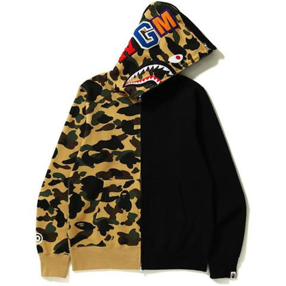 BAPE 1st Camo Half and Half Full Zip Hoodie Yellow/Black