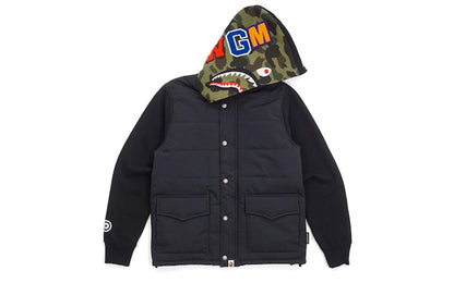 BAPE 1st Camo Hood WGM Wappen Down Vest Hoodie Shark Black/Green