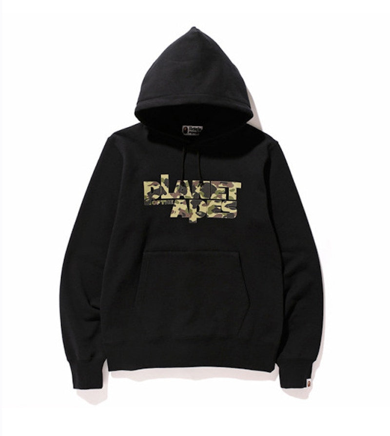 BAPE X Planet of the Apes 1st Camo Logo Pullover Hoodie Black