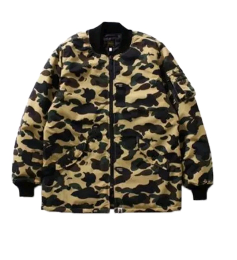 BAPE 1st Camo Long Length MA 1 Jacket Yellow