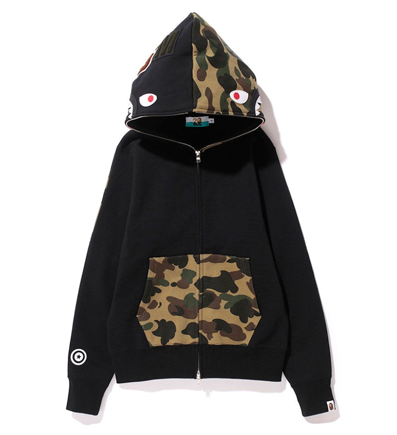 BAPE 1st Camo NW20 Full Zip Shark Hoodie Black/Green