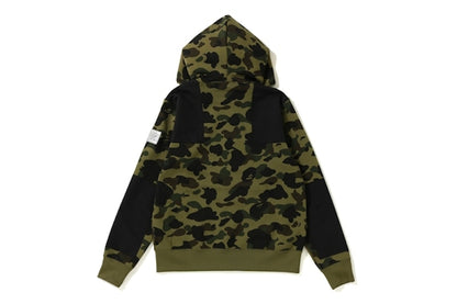 BAPE 1st Camo Patched Wide Full Zip Hoodie Green
