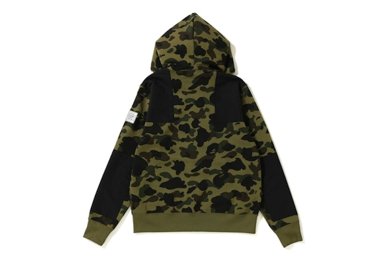 BAPE 1st Camo Patched Wide Full Zip Hoodie Green