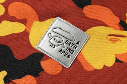 BAPE 1st Camo Patched Wide Full Zip Hoodie Orange