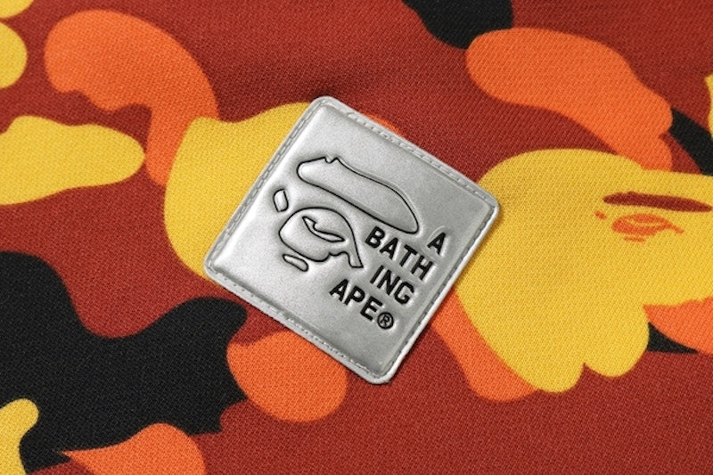BAPE 1st Camo Patched Wide Full Zip Hoodie Orange