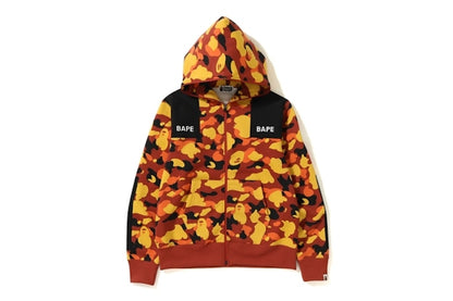 BAPE 1st Camo Patched Wide Full Zip Hoodie Orange