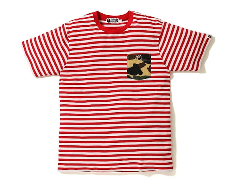 BAPE 1st Camo Pocket One Point Hoop Tee Red