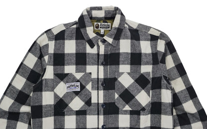 BAPE 1st Camo Quilted Lining Mountain Flannel Shirt Jacket Black/White