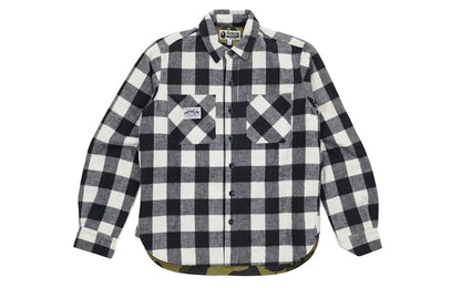 BAPE 1st Camo Quilted Lining Mountain Flannel Shirt Jacket Black/White