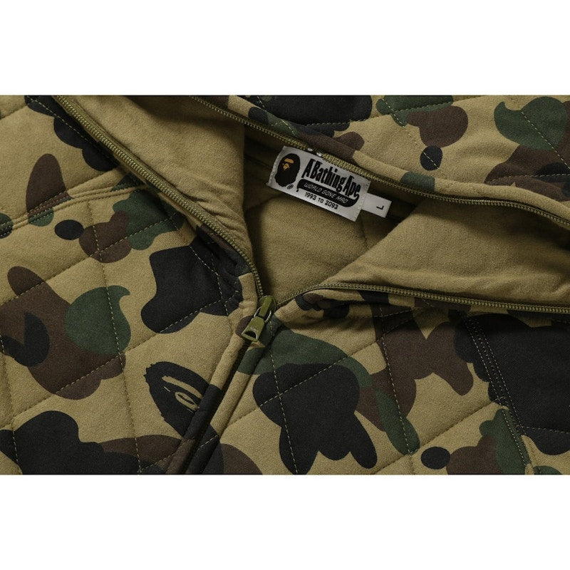 BAPE 1st Camo Quilting Wide Full Zip Hoodie Green