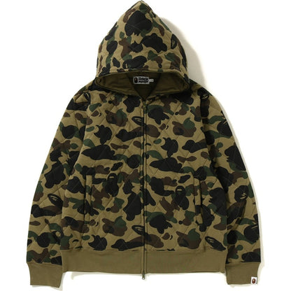 BAPE 1st Camo Quilting Wide Full Zip Hoodie Green
