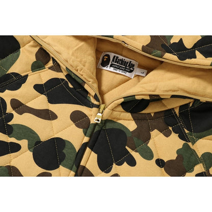 BAPE 1st Camo Quilting Wide Full Zip Hoodie Yellow