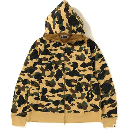 BAPE 1st Camo Quilting Wide Full Zip Hoodie Yellow
