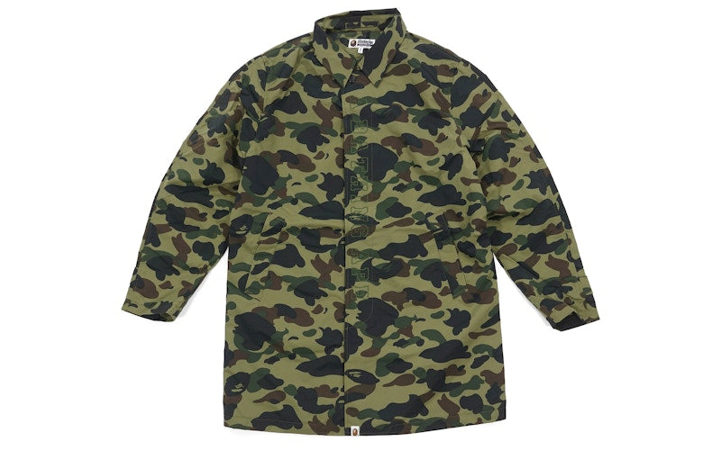 BAPE 1st Camo Rain Trench Coat Green
