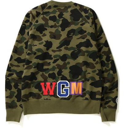 BAPE 1st Camo Metal Zip Shark Crewneck Green