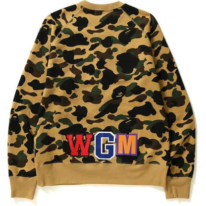 BAPE 1st Camo Metal Zip Shark Crewneck Yellow