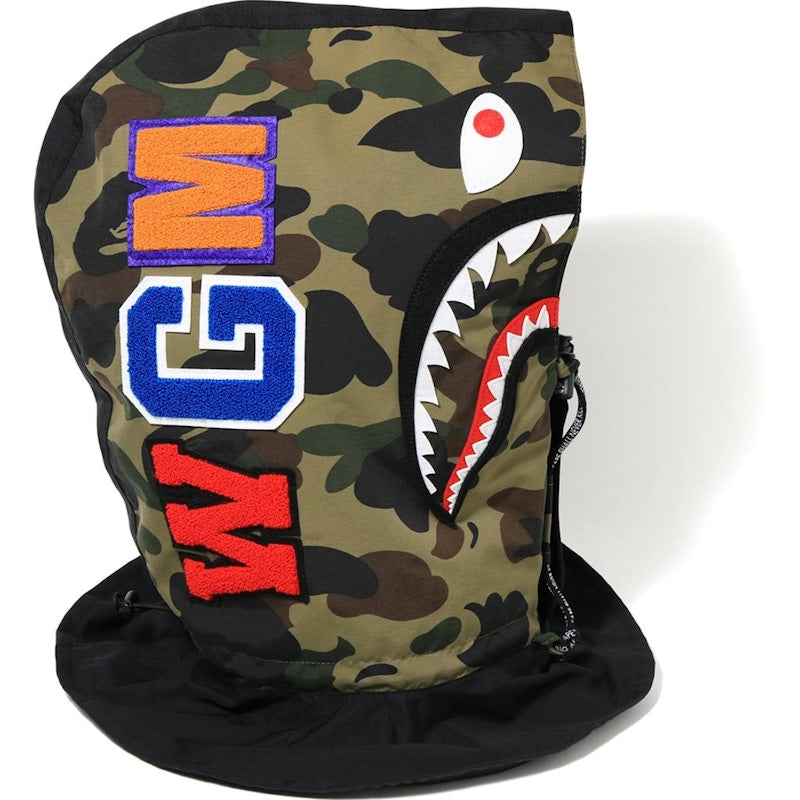BAPE 1st Camo Shark Hoodie Mask Green/Black