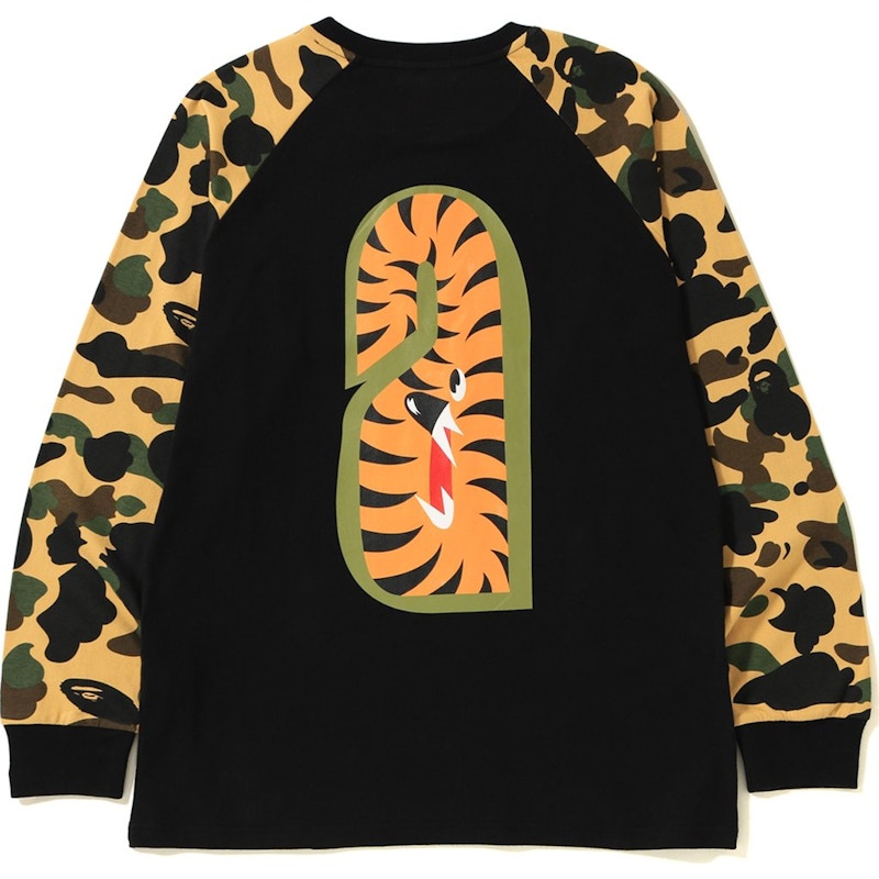 BAPE 1st Camo Shark LS Tee Black/Yellow