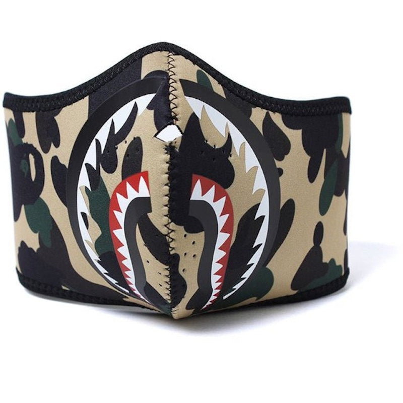 BAPE 1st Camo Shark Neoprene Mask Yellow